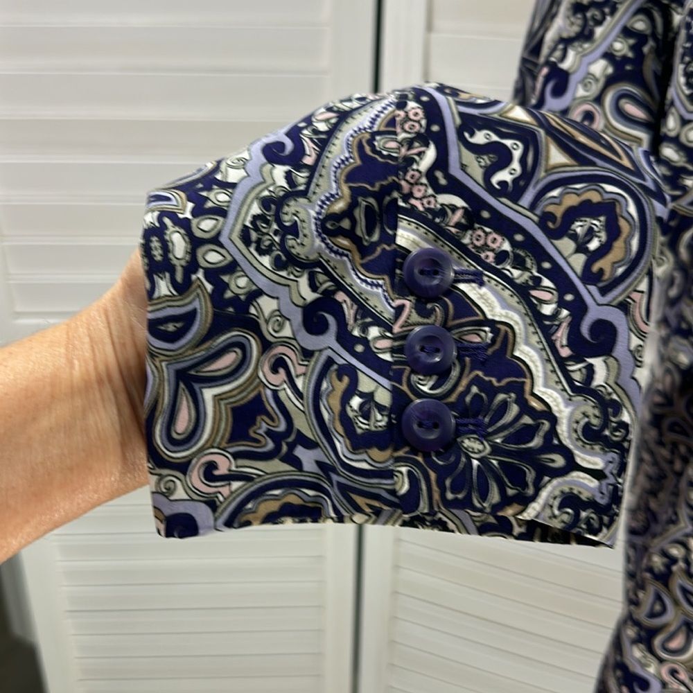 Chico's Purple Paisley Open-Front Blazer Jacket - Picture 11 of 16